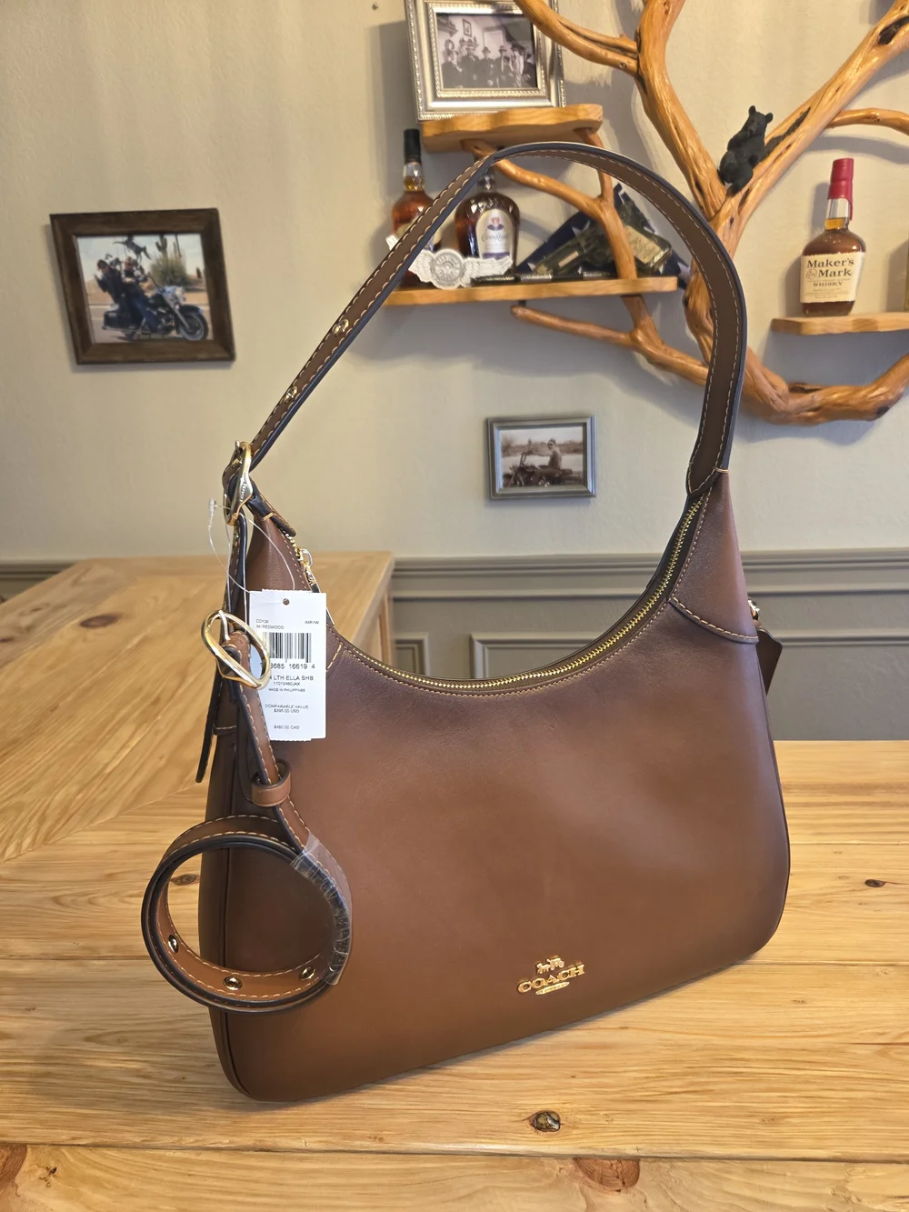 Coach Ella Brown Leather Shoulder Bag with Matching Wallet
